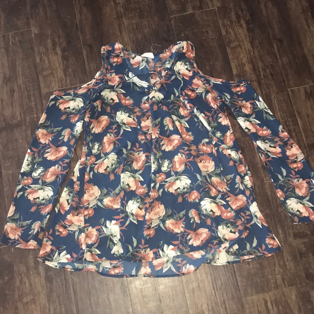 Navy + floral off the shoulder top